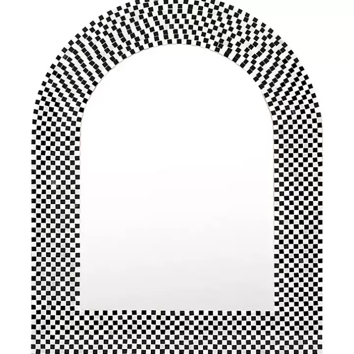 Shop Black and White Checkered Arch Wall Mirror Decorative Mirrors