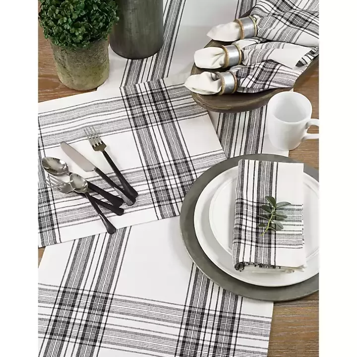 Shop Black and White Classic Plaid Placemats, Set of 4 Table Linens