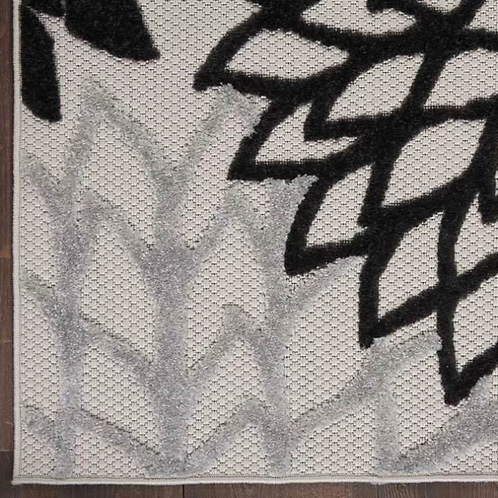 Hot Black and White Floral Outdoor Area Rug, 5x7 Outdoor Rugs
