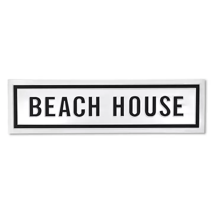 Sale Black and White Metal Beach House Wall Sign Wall Plaques