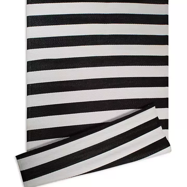 Online Black and White Rugby Stripe Outdoor Area Rug, 5x8 Outdoor Rugs