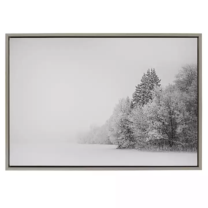 Discount Black and White Snow Day Framed Canvas Art Print Canvas Art