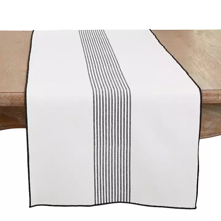 Cheap Black and White Striped Table Runner Table Linens