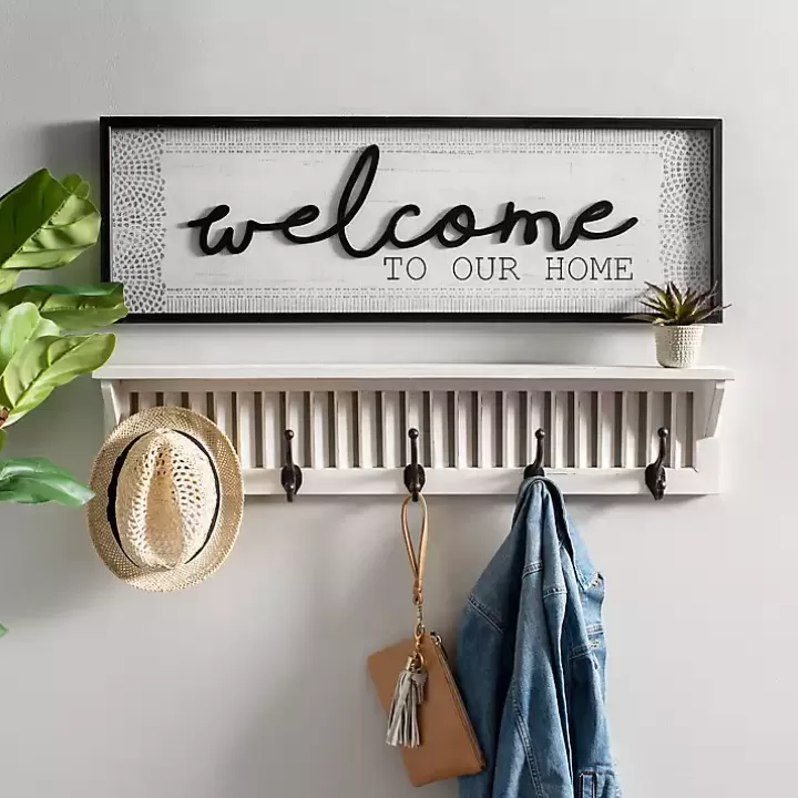 Shop Black and White Welcome to Our Home Framed Plaque Wall Quotes & Signs