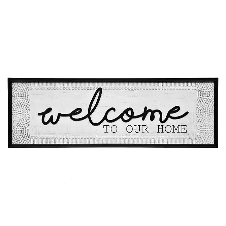 Shop Black and White Welcome to Our Home Framed Plaque Wall Quotes & Signs