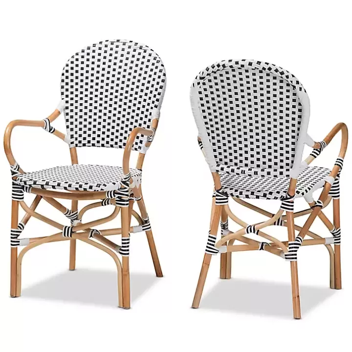 Online Black and White Woven Dining Chairs, Set of 2 Dining Chairs