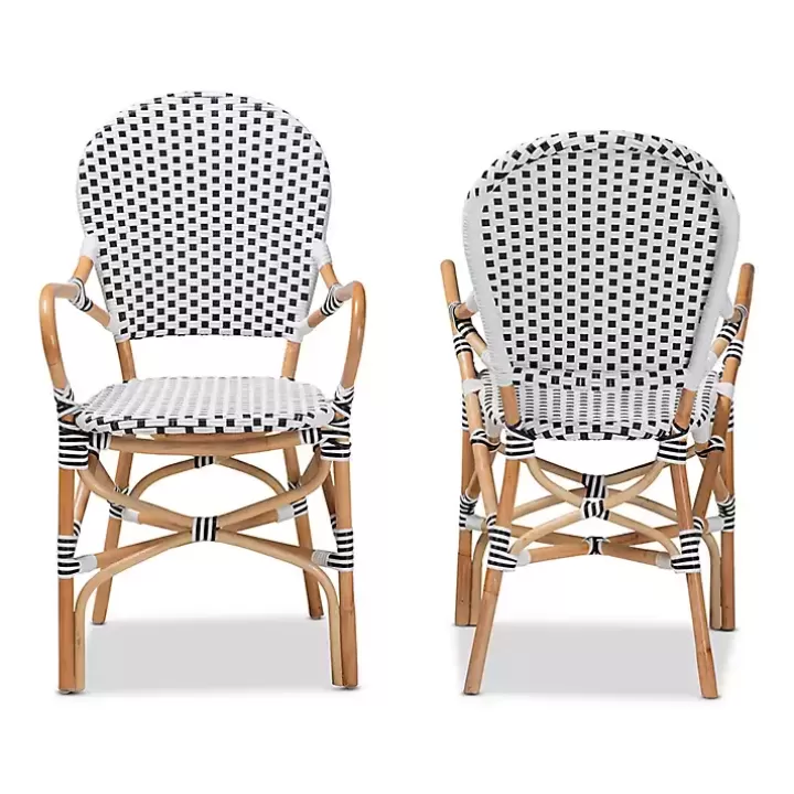 Online Black and White Woven Dining Chairs, Set of 2 Dining Chairs