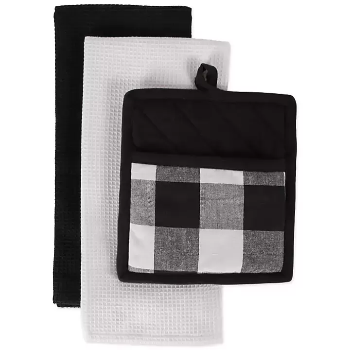 Store Black Buffalo Check 3-pc. Potholder & Towel Set Kitchen Accessories