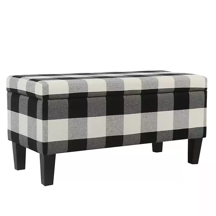 New Black Buffalo Check Storage Bench Benches & Ottomans