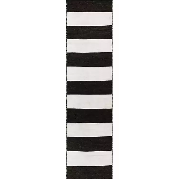 Clearance Black Cabana Stripe Indoor/Outdoor Runner, 2x8 Outdoor Rugs