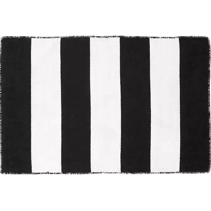 Store Black Cabana Stripe Indoor/Outdoor Scatter Rug Outdoor Rugs