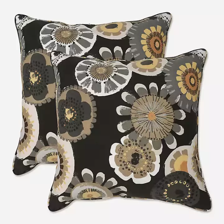 Discount Black Crosby Outdoor Pillows, Set of 2 Outdoor Cushions & Pillows