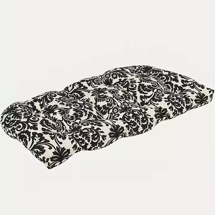 Best Sale Black Damask Tufted Outdoor Settee Cushion Outdoor Cushions & Pillows