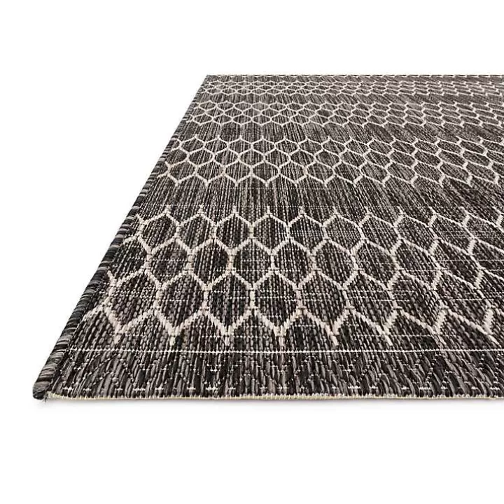 Hot Black Eyelet Pattern Outdoor Area Rug, 5x7 Outdoor Rugs