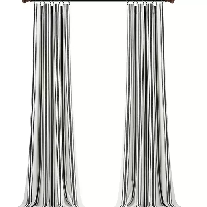 Fashion Farmhouse Stripe Curtain Panel Set, 108 in. Curtains & Drapes