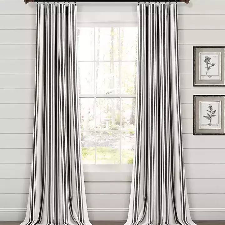 Fashion Farmhouse Stripe Curtain Panel Set, 108 in. Curtains & Drapes