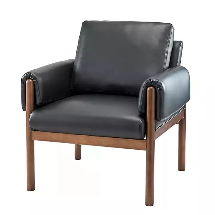 Discount Faux Leather and Wood Accent Chair Accent Chairs