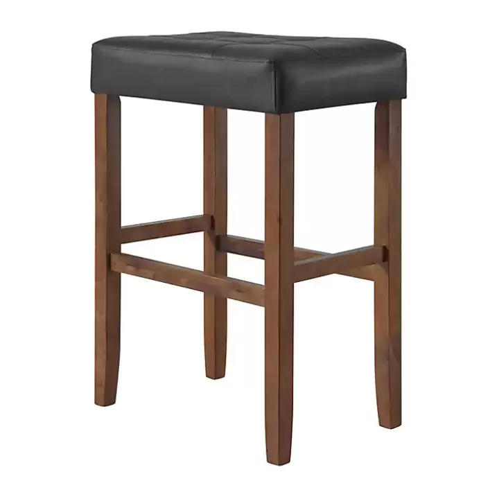 Flash Sale Black Faux Leather Madison Walnut Stool Bar Stools & Counter Height Stools