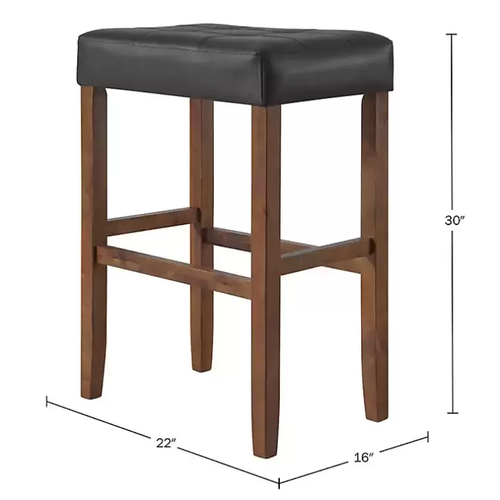 Flash Sale Black Faux Leather Madison Walnut Stool Bar Stools & Counter Height Stools