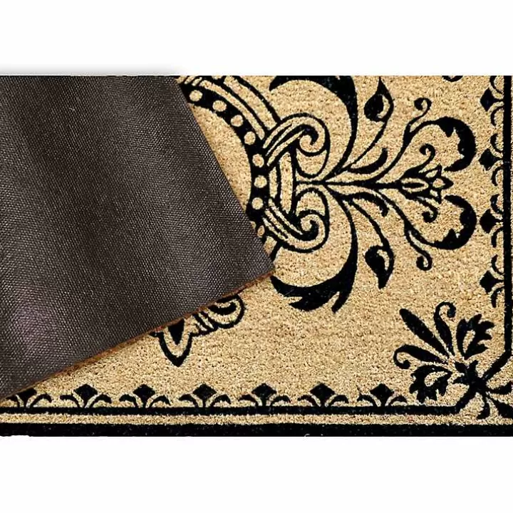 Hot Black Fleur De Lis Monogram D Doormat Doormats