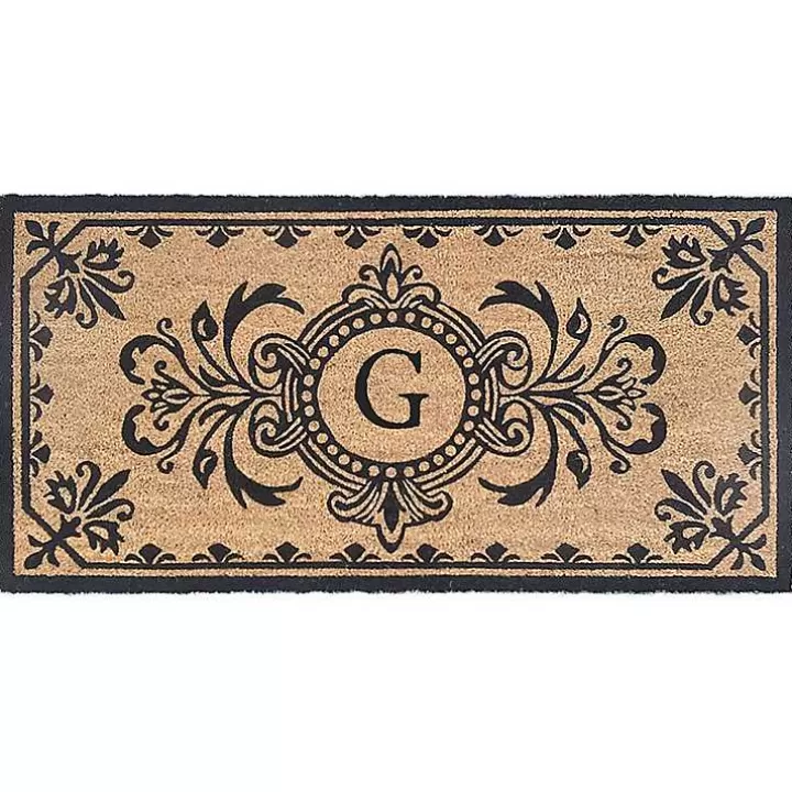 Store Black Fleur De Lis Monogram G Doormat Doormats