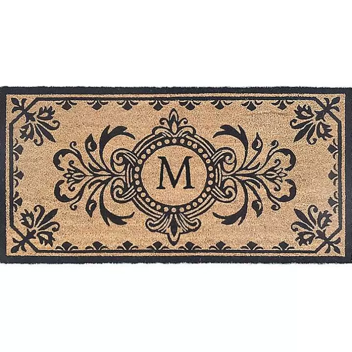 Online Black Fleur De Lis Monogram M Doormat Doormats