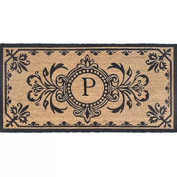 New Black Fleur De Lis Monogram P Doormat Doormats