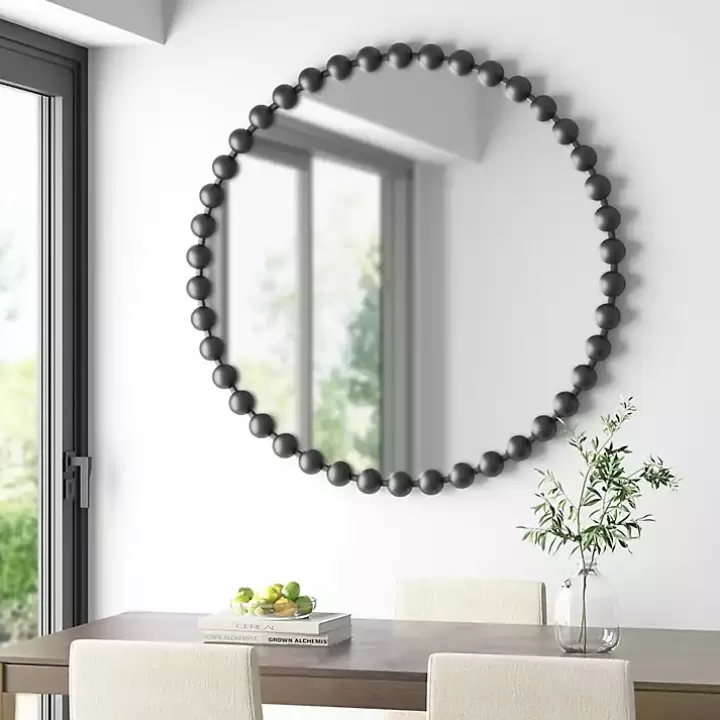 Fashion Black Foiled Beaded Wall Mirror, 36 in. Decorative Mirrors