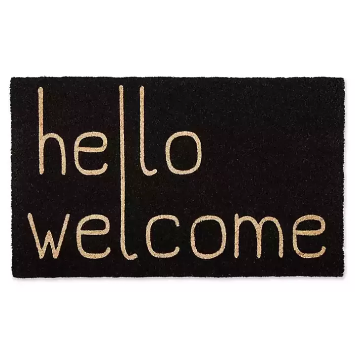 Discount Black Hello Welcome Doormat Doormats