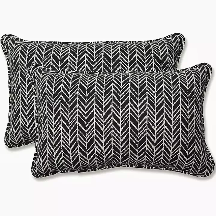 New Herringbone Outdoor Lumbar Pillows, Set of 2 Outdoor Cushions & Pillows