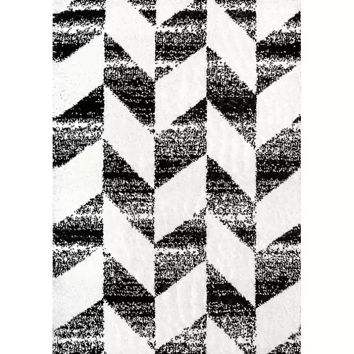 Fashion Black Herringbone Shag Area Rug, 9x12 Area Rugs