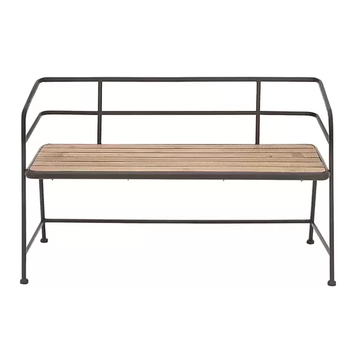 New Black Iron and Wooden Seat Industrial Bench Benches & Ottomans