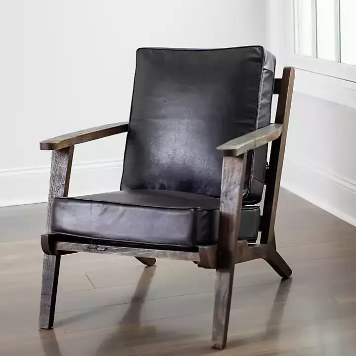 Clearance Leather and Wood Accent Chair Accent Chairs