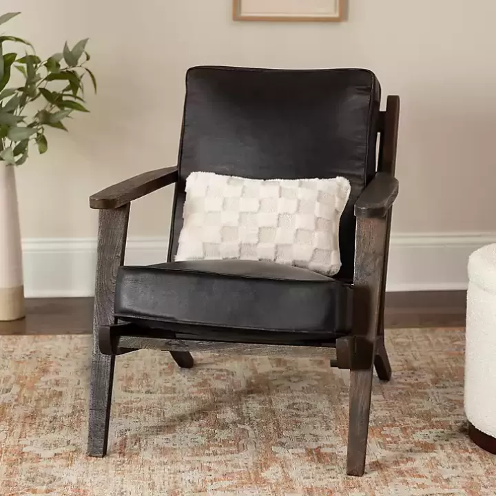 Clearance Leather and Wood Accent Chair Accent Chairs