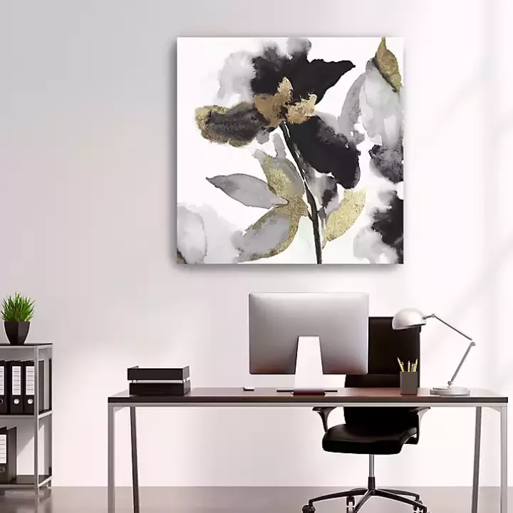 New Black Leaves II Giclee Canvas Art Print, 40x40 in. Canvas Art