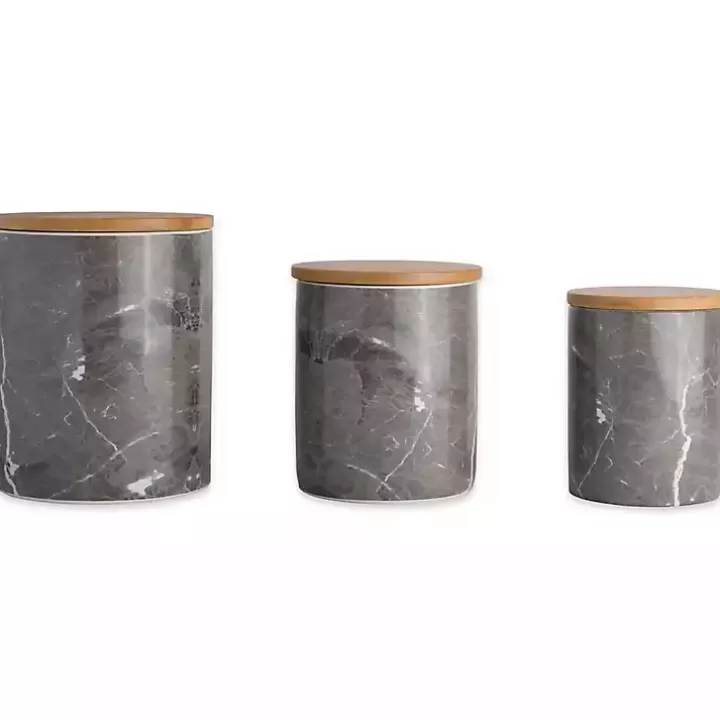 Flash Sale Black Marble Ceramic Canisters, Set of 3 Kitchen Storage