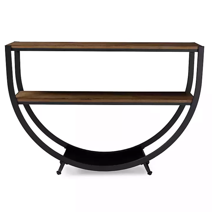 Fashion Black Metal and Rustic Wood Modern Console Table Console Tables