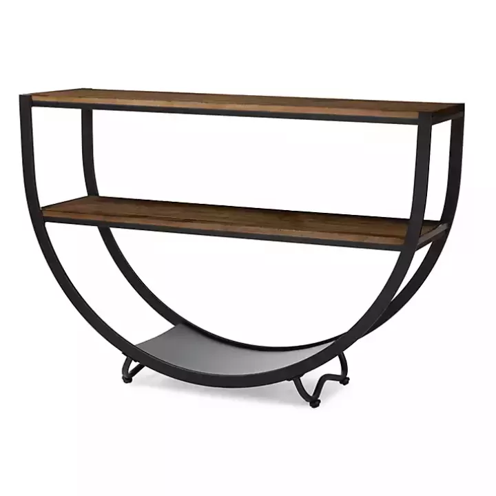 Fashion Black Metal and Rustic Wood Modern Console Table Console Tables