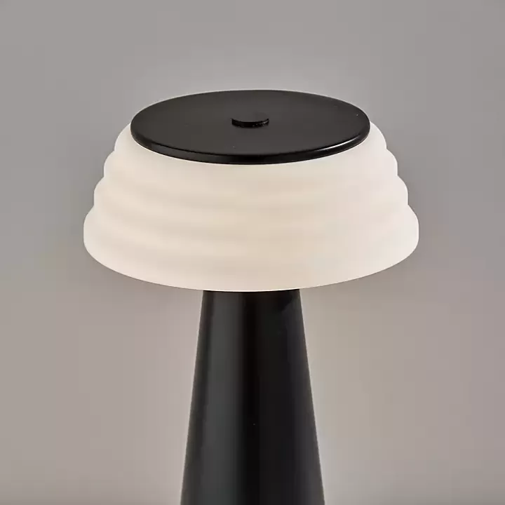 Best Metal Cordless Lamp with White Ribbed Shade Outdoor Lighting