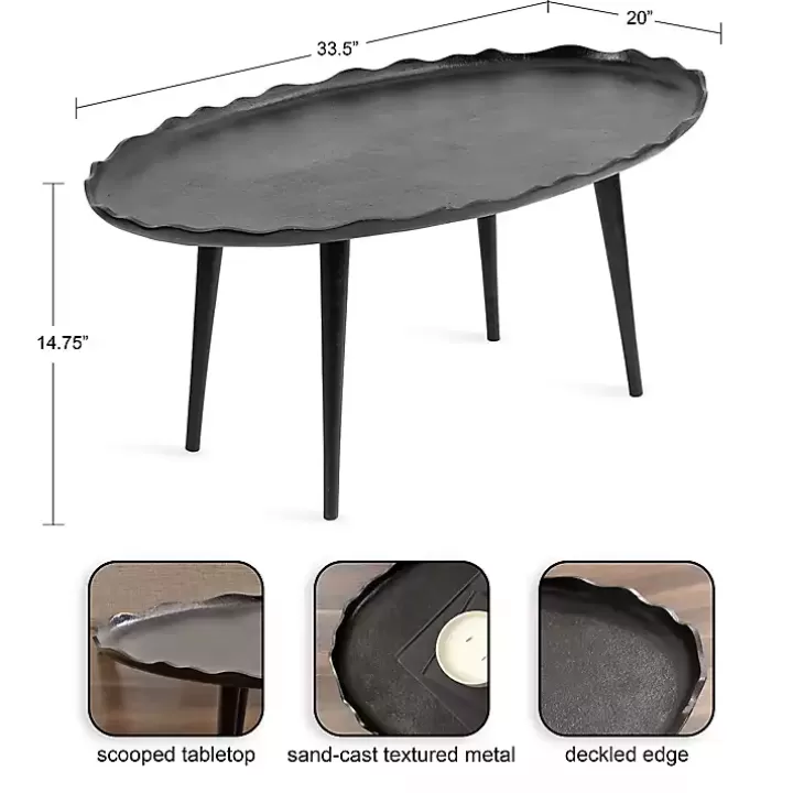 Discount Metal Deckled Edge Oval Coffee Table Coffee Tables