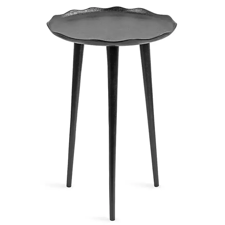 Discount Metal Deckled Edge Round Side Table Accent & End Tables