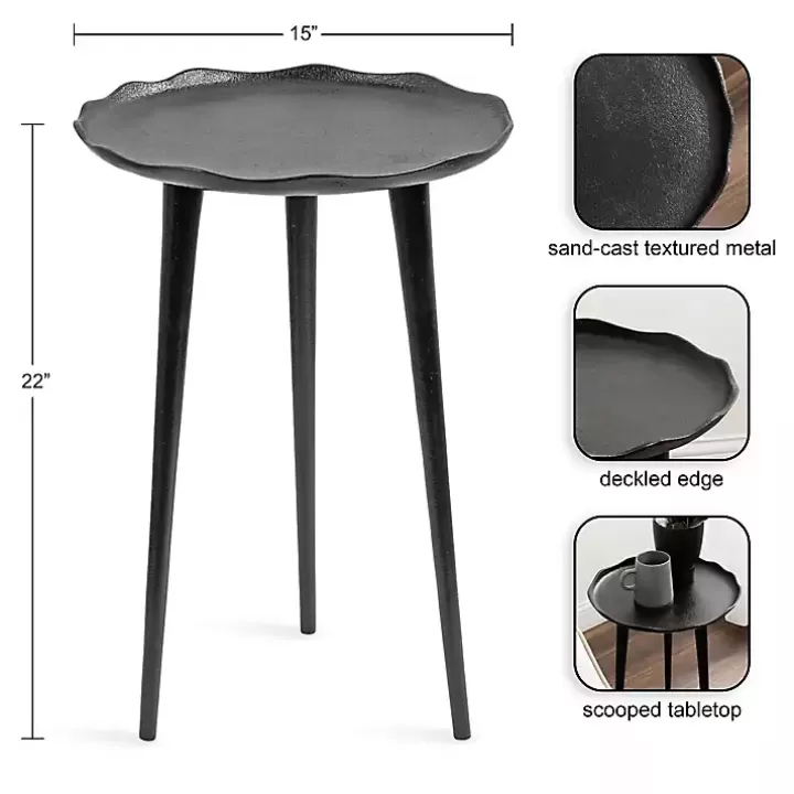 Discount Metal Deckled Edge Round Side Table Accent & End Tables