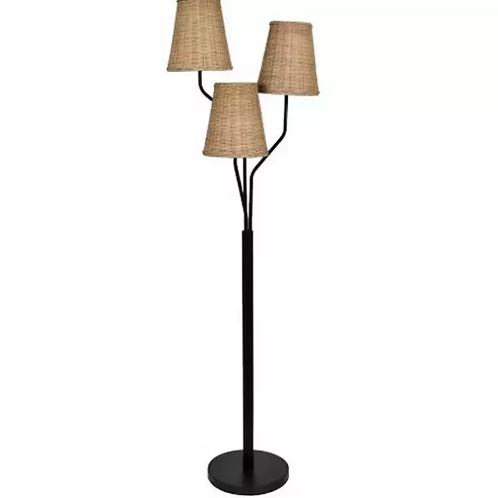 Discount Metal Floor Lamp with Rattan Shades Floor Lamps