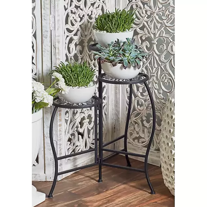 Shop Metal Floral 3-Tier Plant Stand Planters