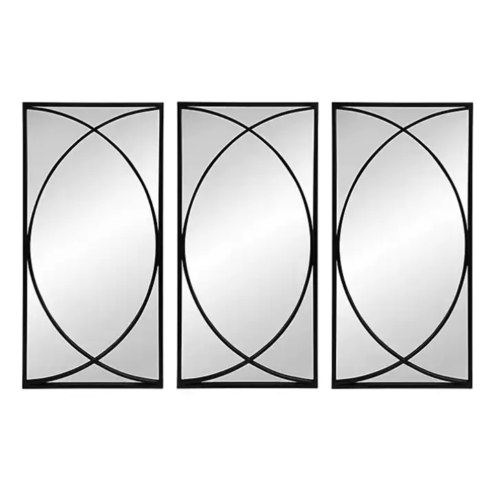 Shop Black Metal Geometric Wall Mirrors, Set of 3 Decorative Mirrors