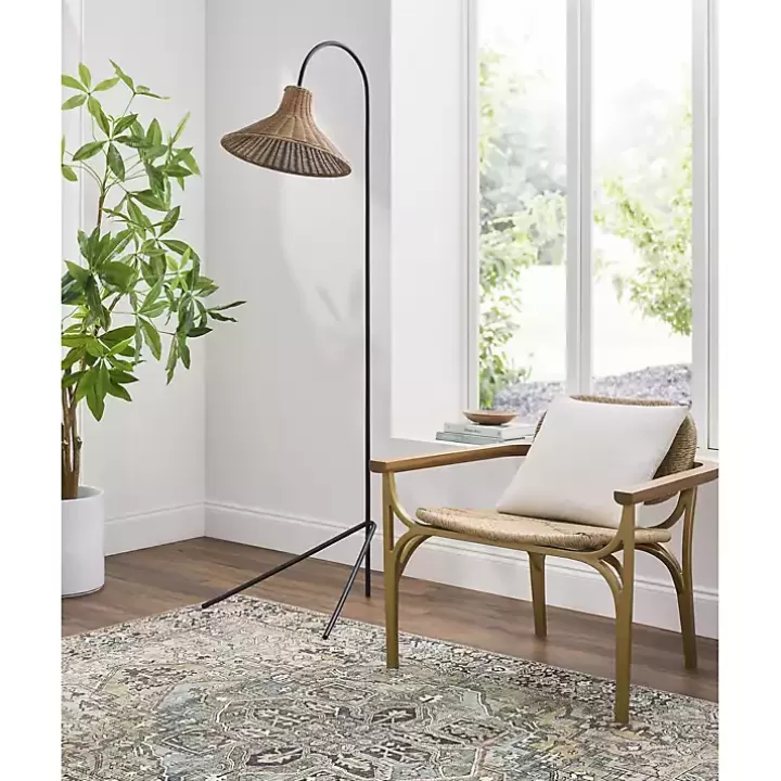 Hot Black Metal Jeri Floor Lamp with Rat Shade Floor Lamps