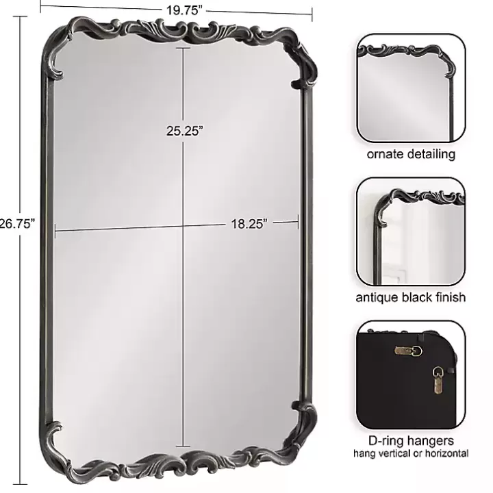 New Black Metal Ornamental Wall Mirror Decorative Mirrors