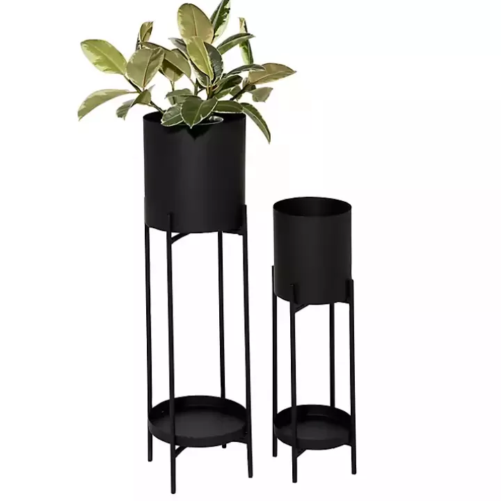 Discount Metal Plant Stands with Shelves, Set of 2 Planters