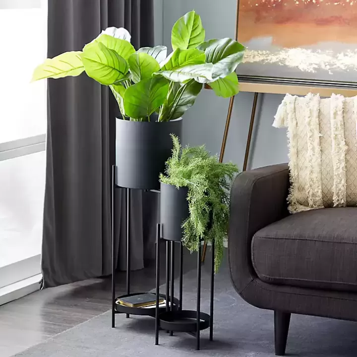 Discount Metal Plant Stands with Shelves, Set of 2 Planters