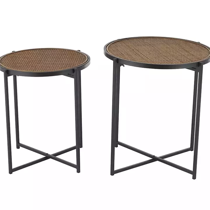 Shop Black Metal Rattan Accent Tables, Set of 2 Accent & End Tables